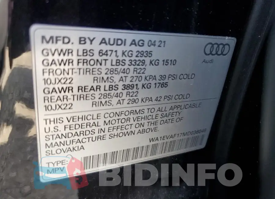 WA1EVAF17MD036046 Photo# 14
