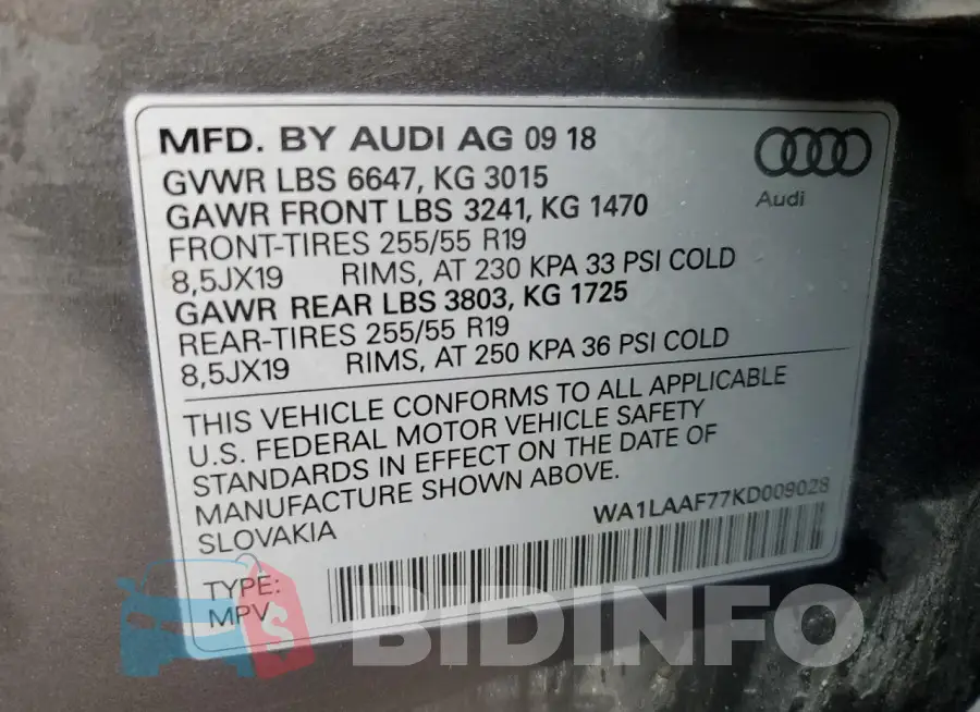 WA1LAAF77KD009028 Photo# 13