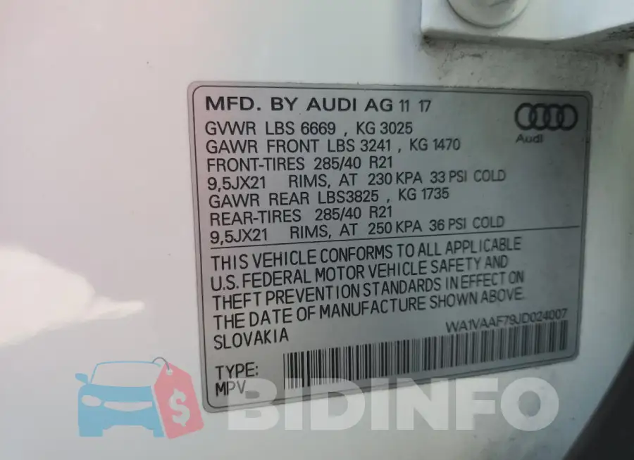 WA1VAAF79JD024007 Photo# 13