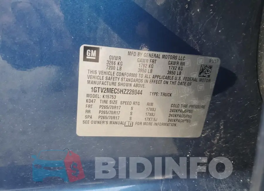 1GTV2MEC5HZ228044 Photo# 12