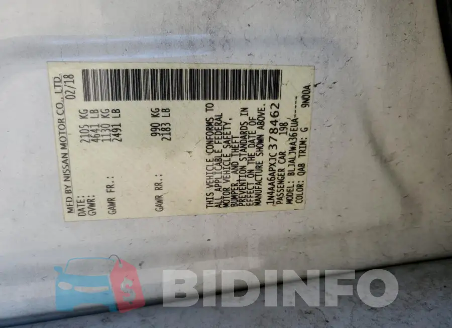 1N4AA6APXJC378462 Photo# 13