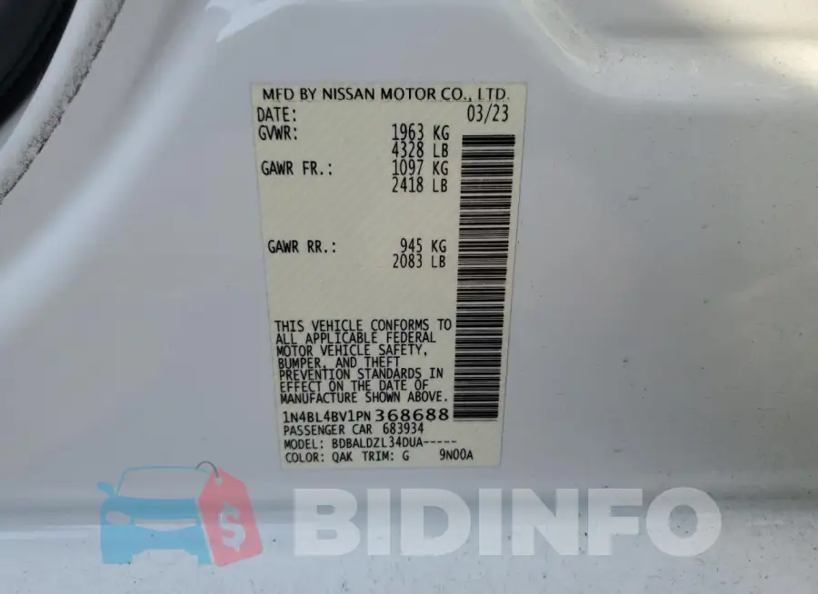 1N4BL4BV1PN368688 Photo# 12