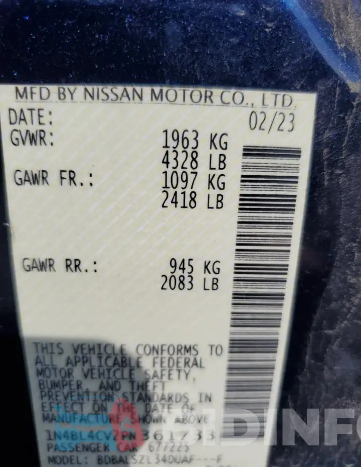 1N4BL4CV2PN361733 Photo# 12