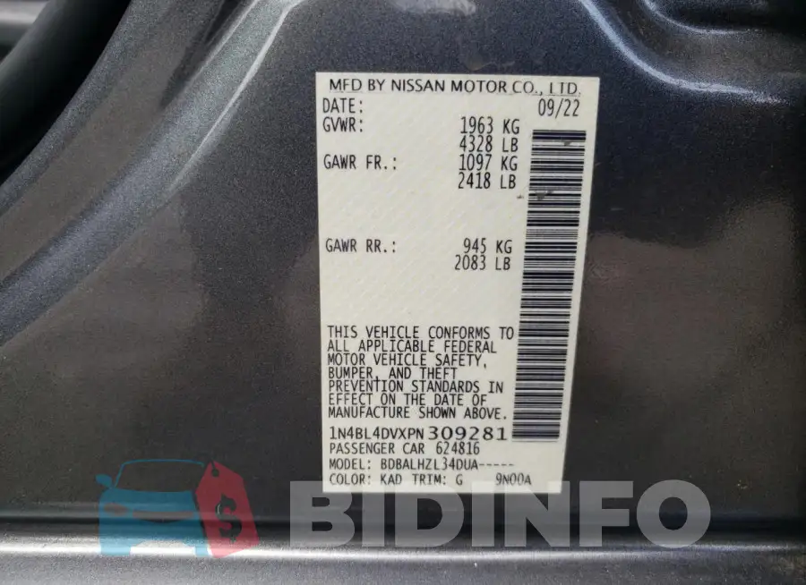 1N4BL4DVXPN309281 Photo# 12
