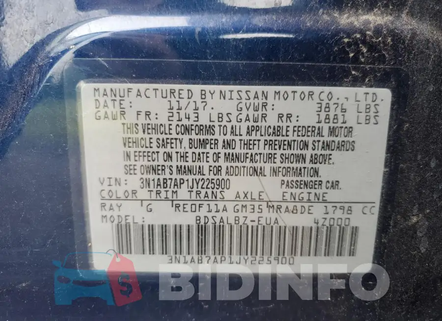 3N1AB7AP1JY225900 Photo# 12