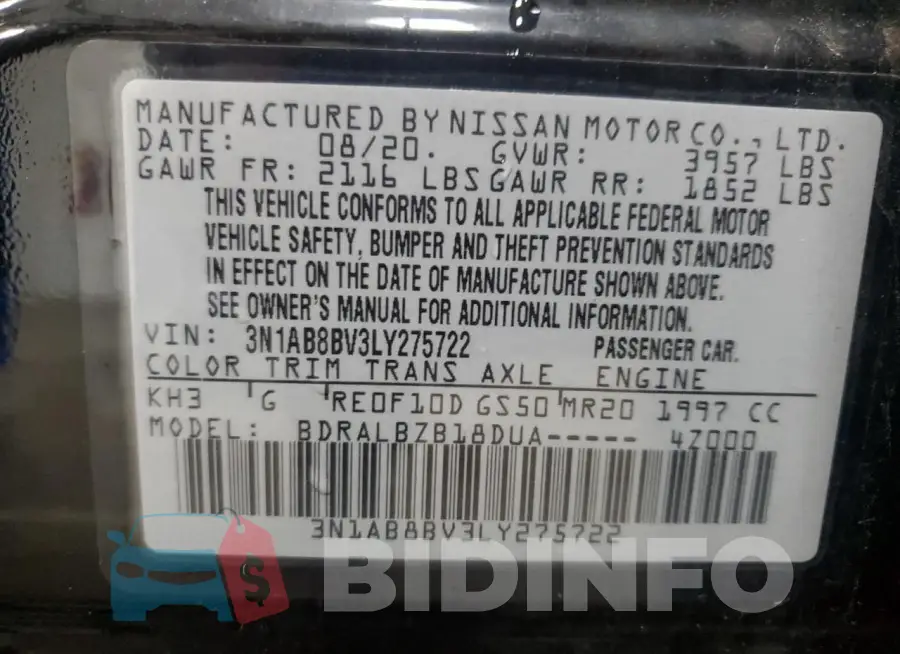 3N1AB8BV3LY275722 Photo# 12