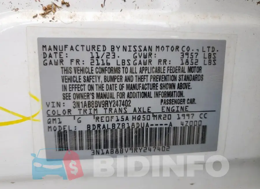 3N1AB8BV9RY247402 Photo# 12