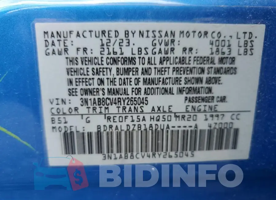 3N1AB8CV4RY265045 Photo# 12