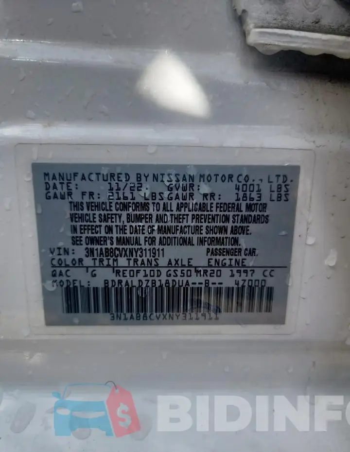 3N1AB8CVXNY311911 Photo# 13