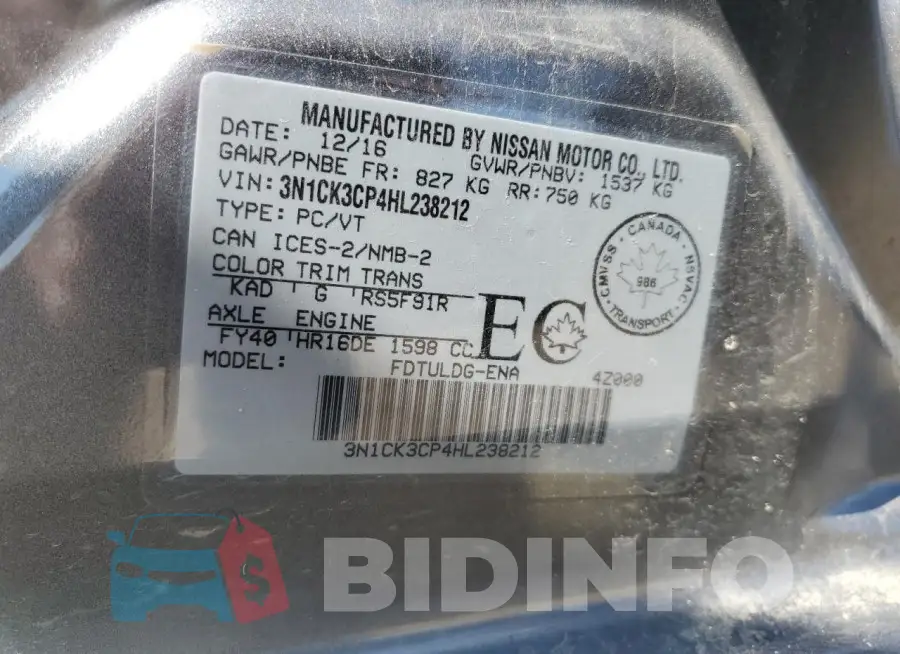 3N1CK3CP4HL238212 Photo# 12