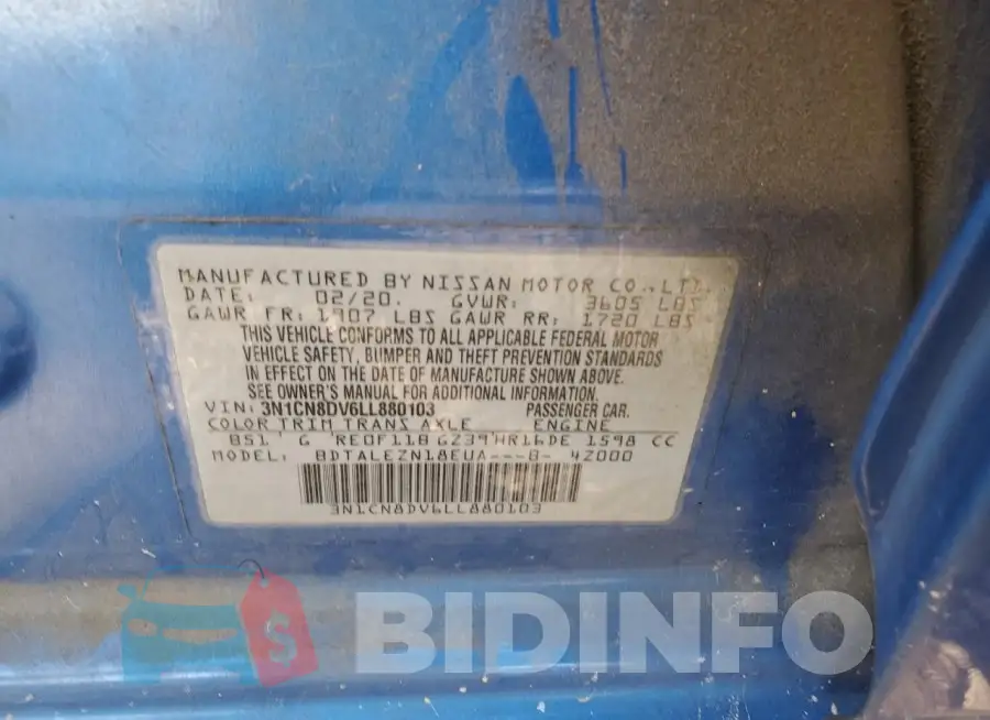 3N1CN8DV6LL880103 Photo# 12