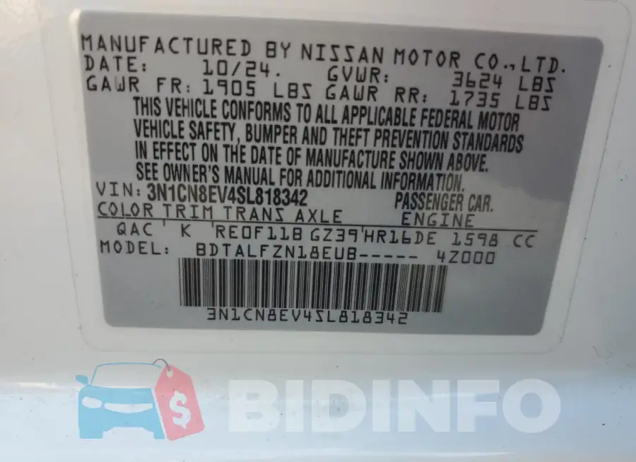 3N1CN8EV4SL818342 Photo# 12