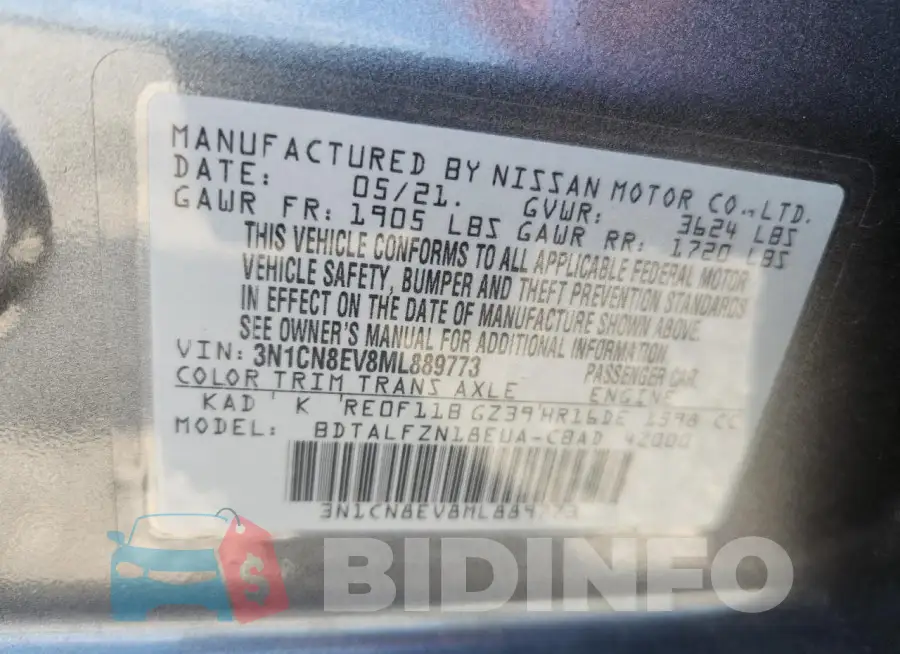 3N1CN8EV8ML889773 Photo# 13