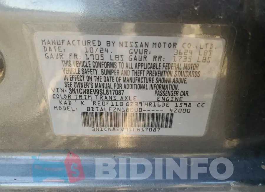 3N1CN8EV9SL817087 Photo# 12