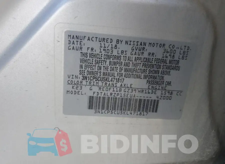 3N1CP5CU5KL471817 Photo# 13
