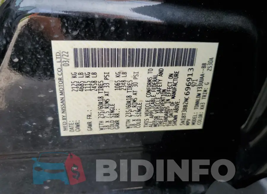 5N1BT3BB2NC696913 Photo# 14
