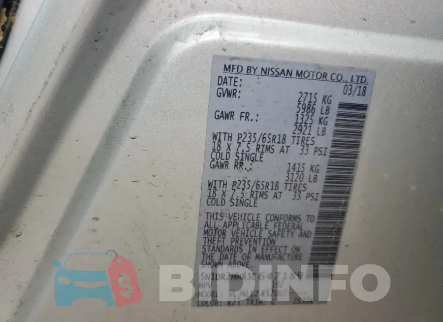 5N1DR2MM8JC647189 Photo# 13