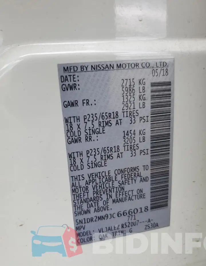 5N1DR2MN9JC666018 Photo# 13