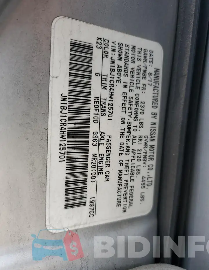 JN1BJ1CR4HW125701 Photo# 13