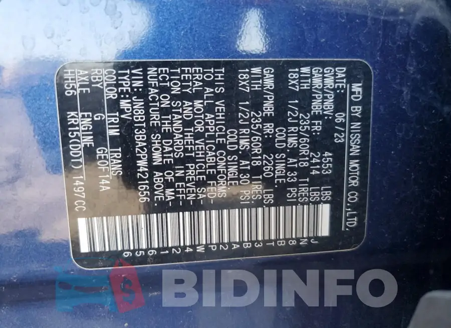JN8BT3BA2PW421656 Photo# 14