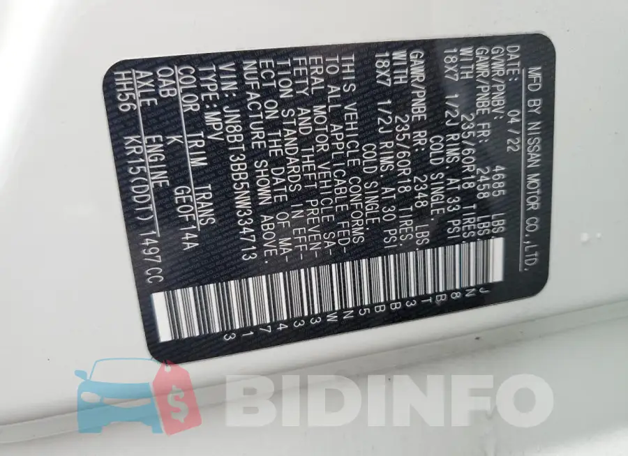 JN8BT3BB5NW334713 Photo# 13