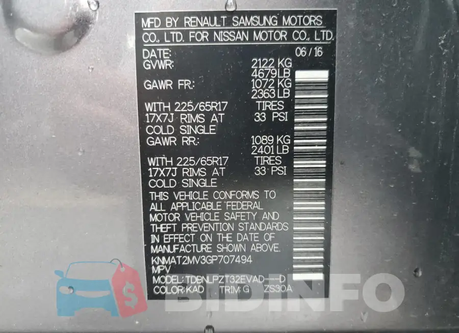 KNMAT2MV3GP707494 Photo# 14