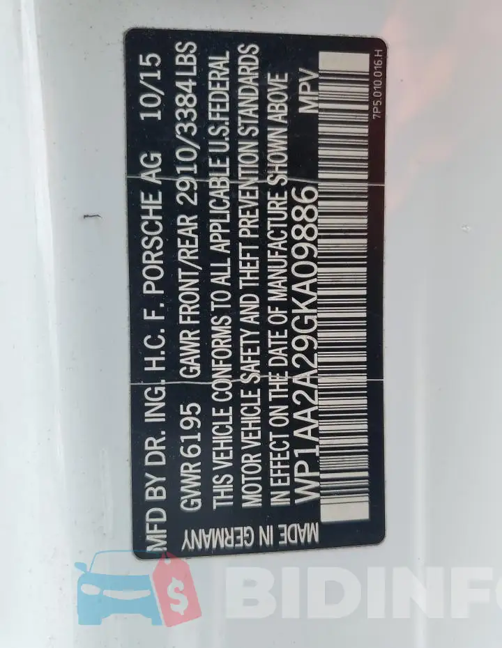 WP1AA2A29GKA09886 Photo# 12