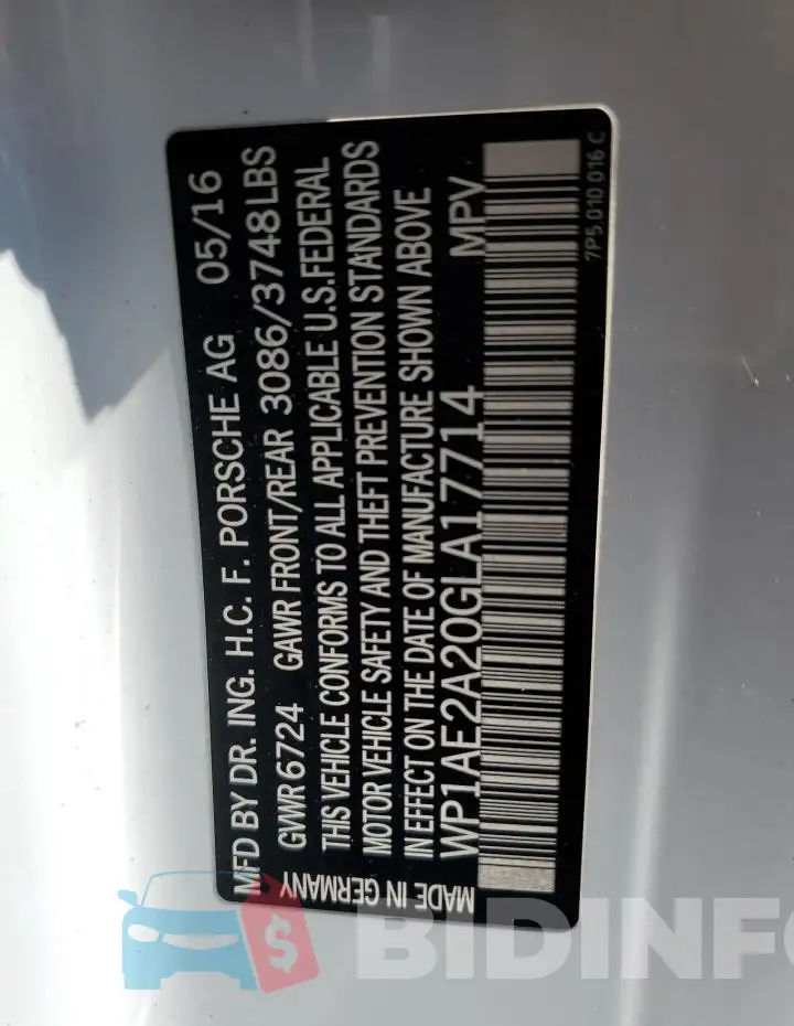 WP1AE2A20GLA17714 Photo# 13