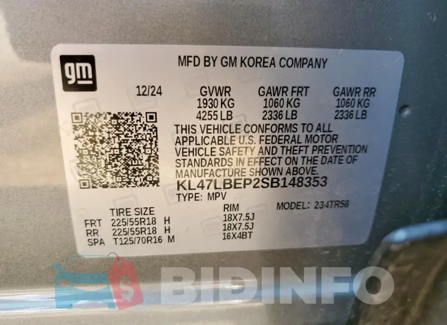 KL47LBEP2SB148353 Photo# 14