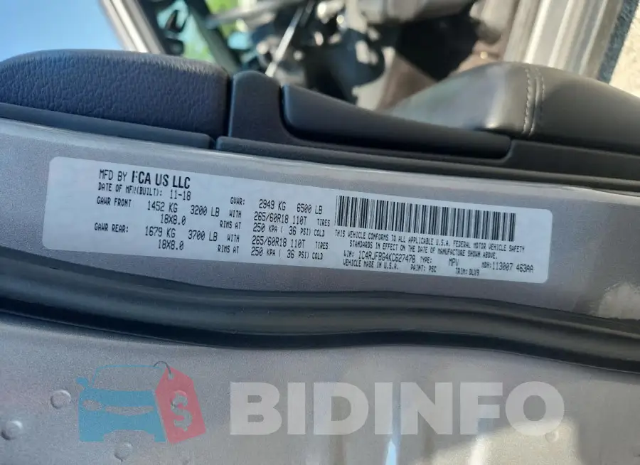 1C4RJFBG4KC627478 Photo# 12
