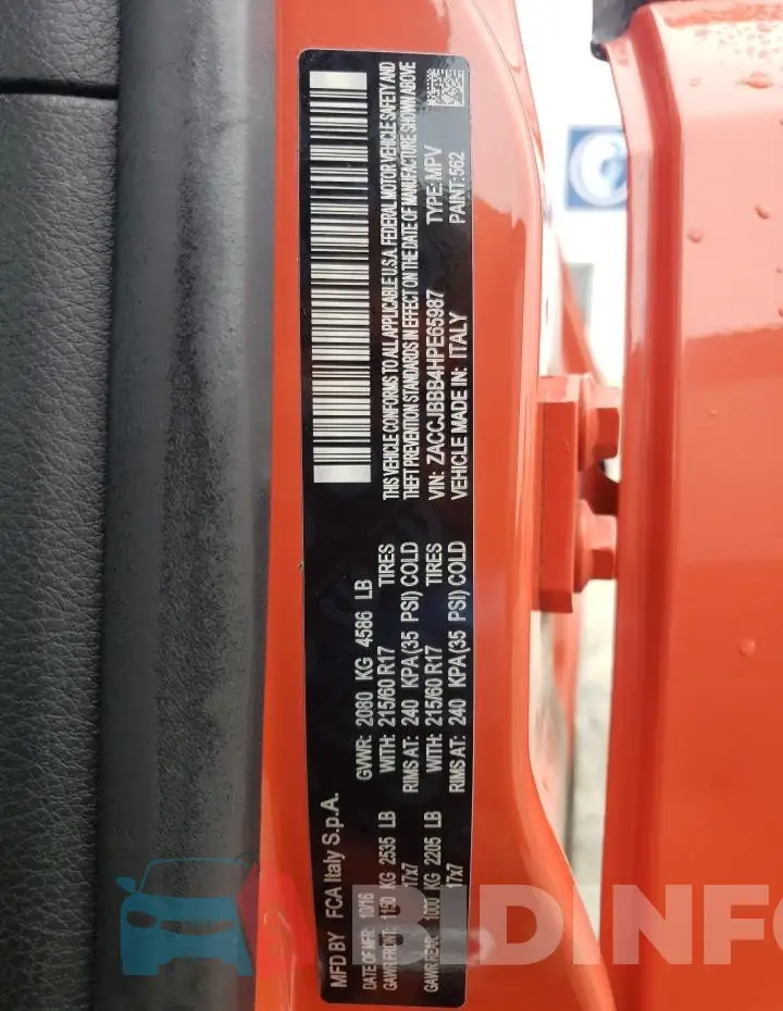 ZACCJBBB4HPE65987 Photo# 13