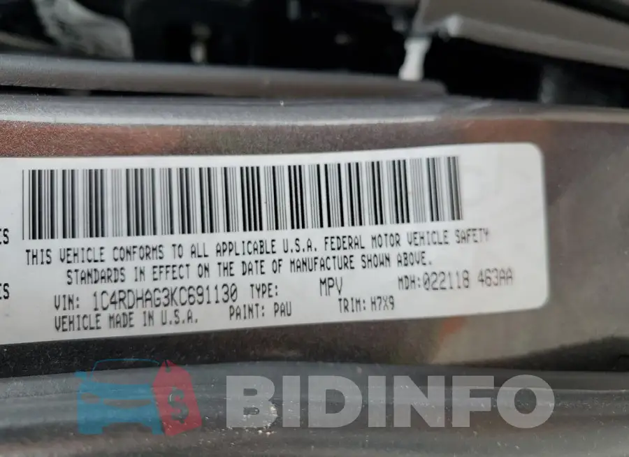 1C4RDHAG3KC691130 Photo# 13