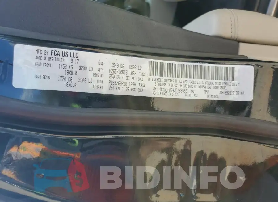 1C4RDHAG4JC186583 Photo# 14