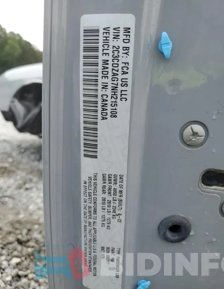 2C3CDZAG7NH215108 Photo# 12