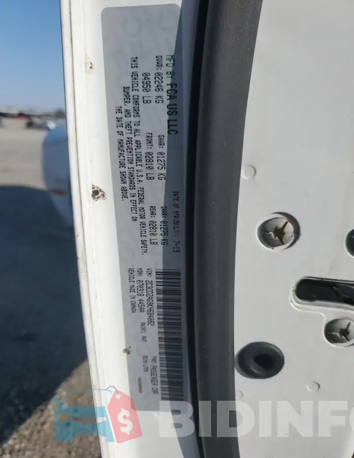 2C3CDZAG9KH684082 Photo# 12