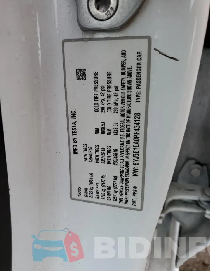 5YJ3E1EA0PF434128 Photo# 12