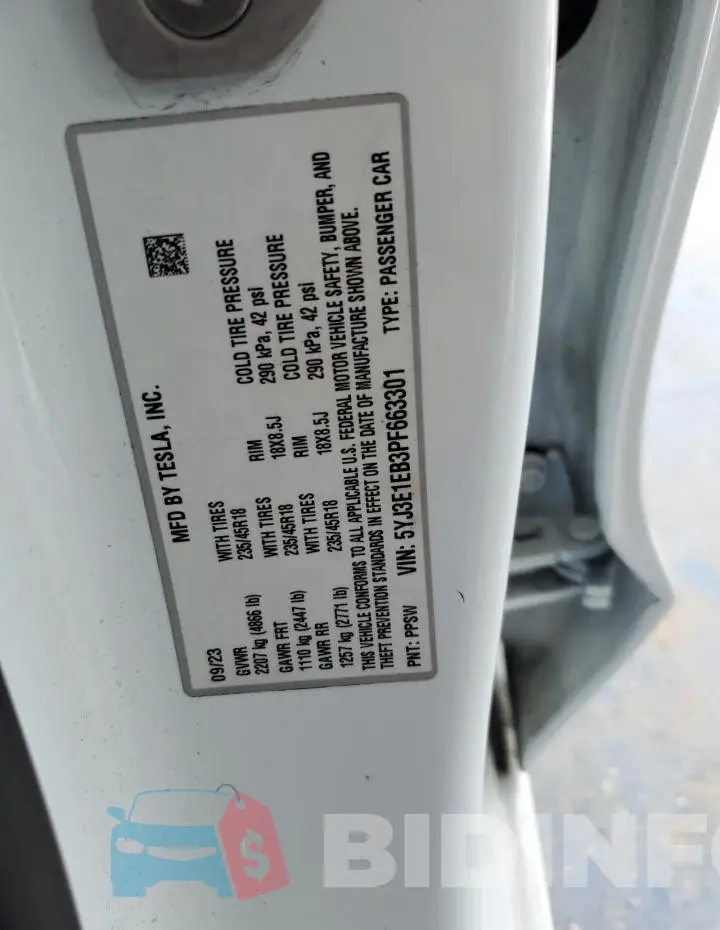 5YJ3E1EB3PF663301 Photo# 12