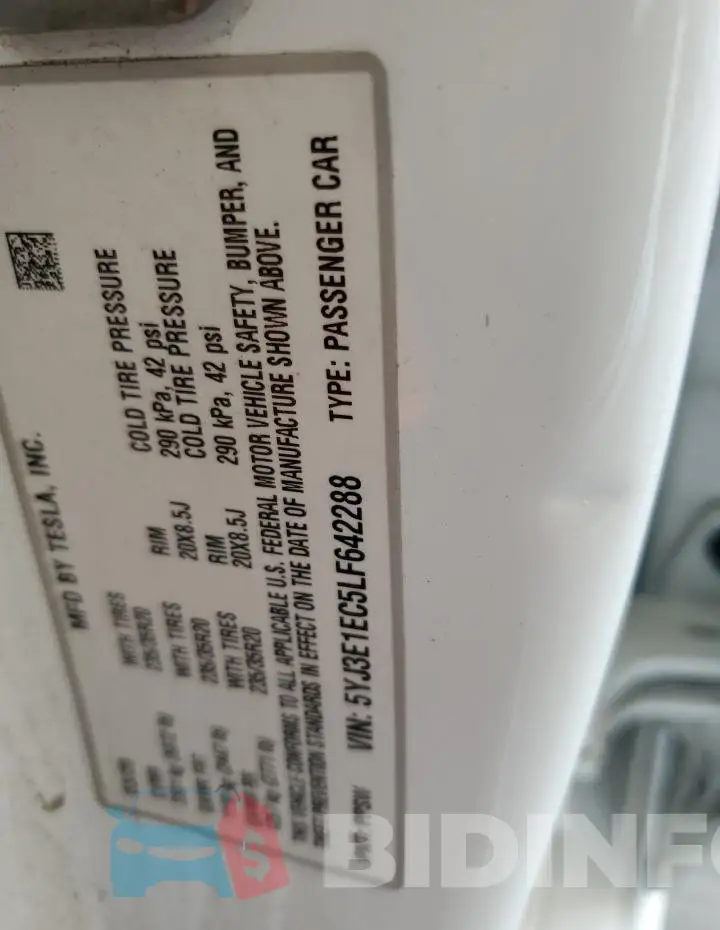 5YJ3E1EC5LF642288 Photo# 12