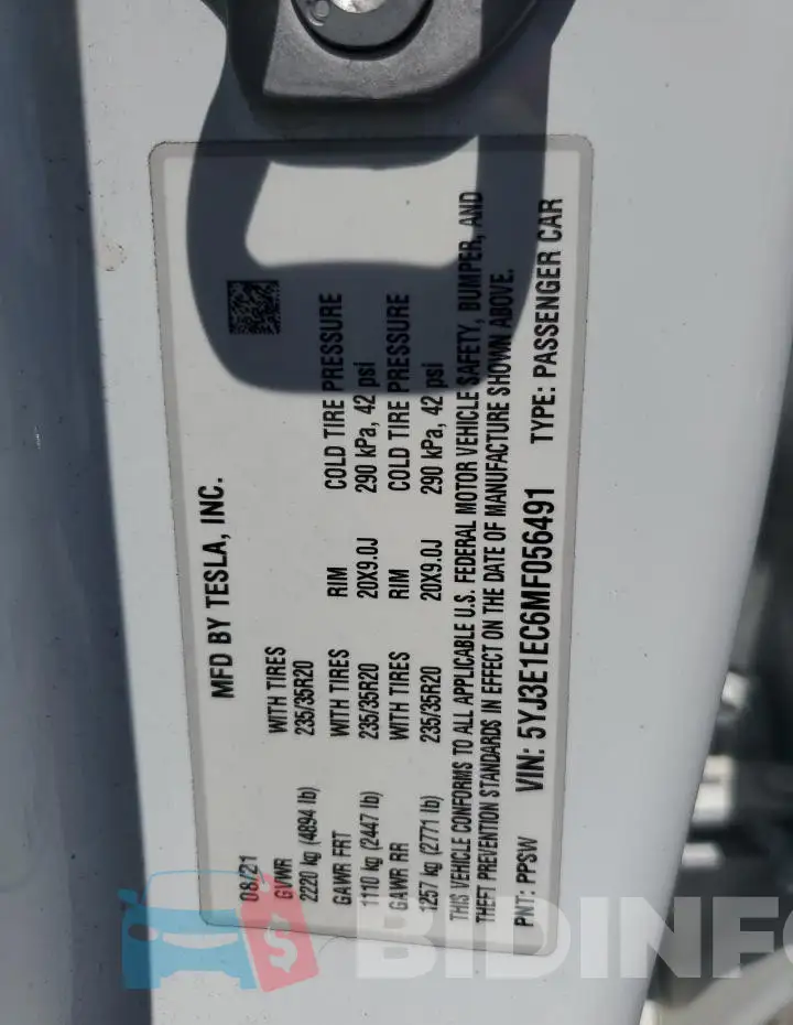 5YJ3E1EC6MF056491 Photo# 12