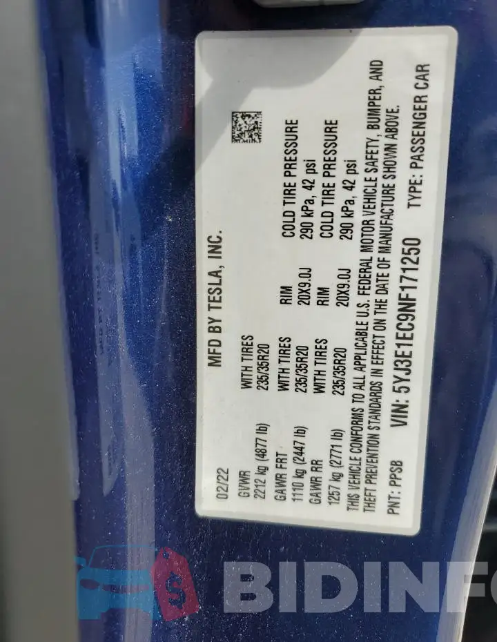 5YJ3E1EC9NF171250 Photo# 12