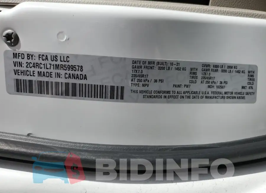 2C4RC1L71MR599578 Photo# 13