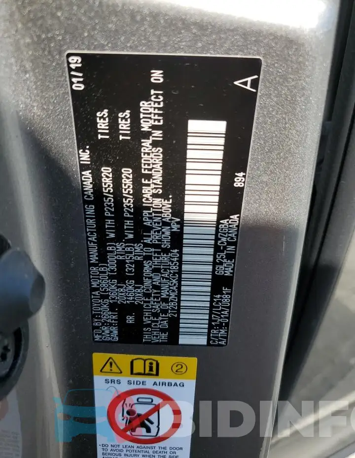 2T2BZMCA5KC185404 Photo# 13