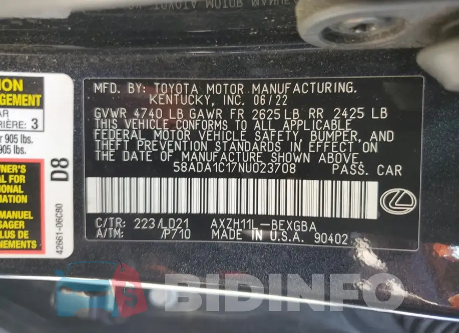58ADA1C17NU023708 Photo# 13