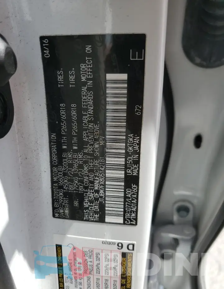 JTJBM7FX8G5142181 Photo# 13