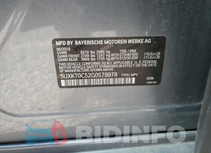 5UXKT0C52G0S78978 Photo# 13
