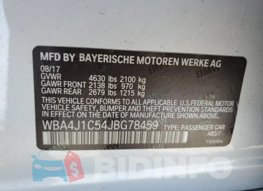 WBA4J1C54JBG78459 Photo# 12