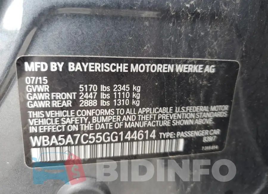 WBA5A7C55GG144614 Photo# 12