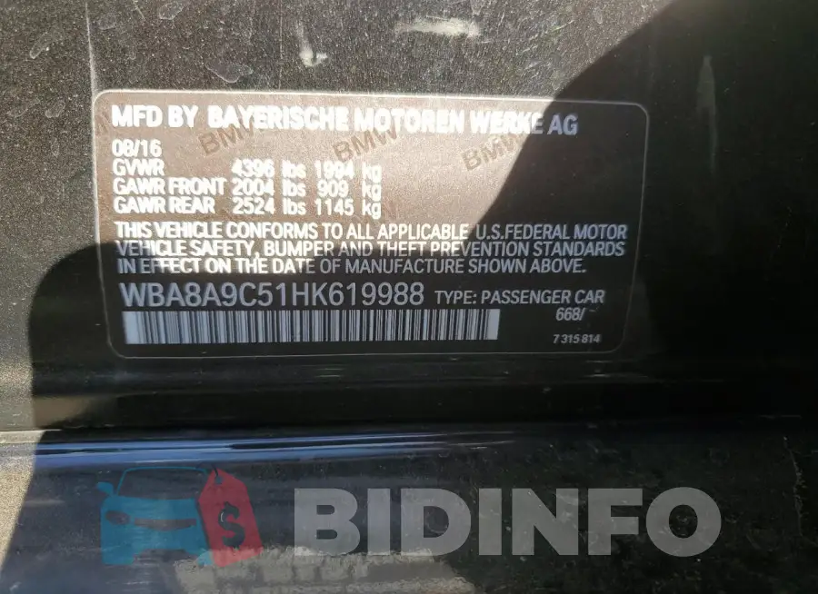 WBA8A9C51HK619988 Photo# 12