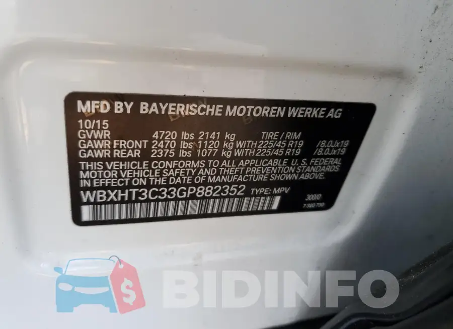 WBXHT3C33GP882352 Photo# 13