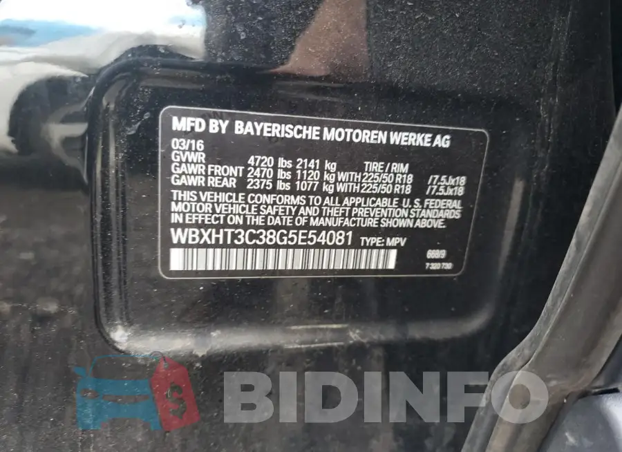 WBXHT3C38G5E54081 Photo# 13